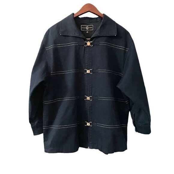 St. John Sport Jackets & Blazers - St. John Sport Dark Navy Toggle Up Jacket Size Petite 2P Classic Gold Hardware